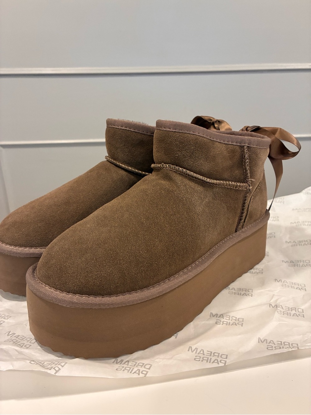 New Platform taupe boots 8 1/2